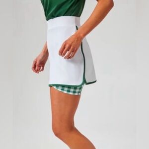 Tuckernuck Tnuck Sport: White and Green Gingham 14 inch Elena Skirt (NWT)